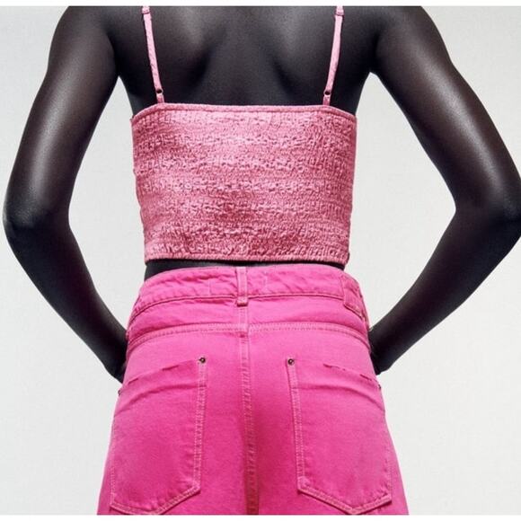 Zara draped pink crop‎ top medium - Picture 7 of 8